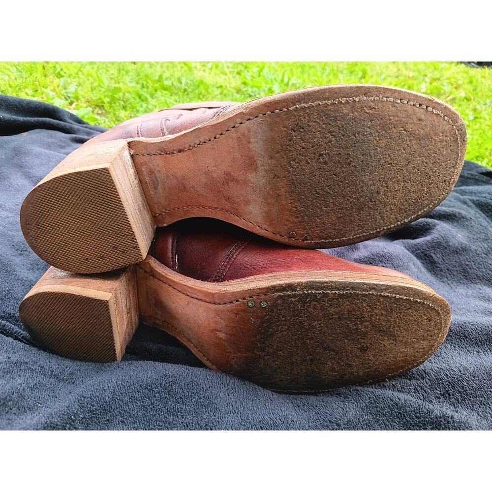 RARE Miss Capezio 70s Campus Brown Tall Leather Boots size 7 M Wood Heel USA - Picture 3 of 10